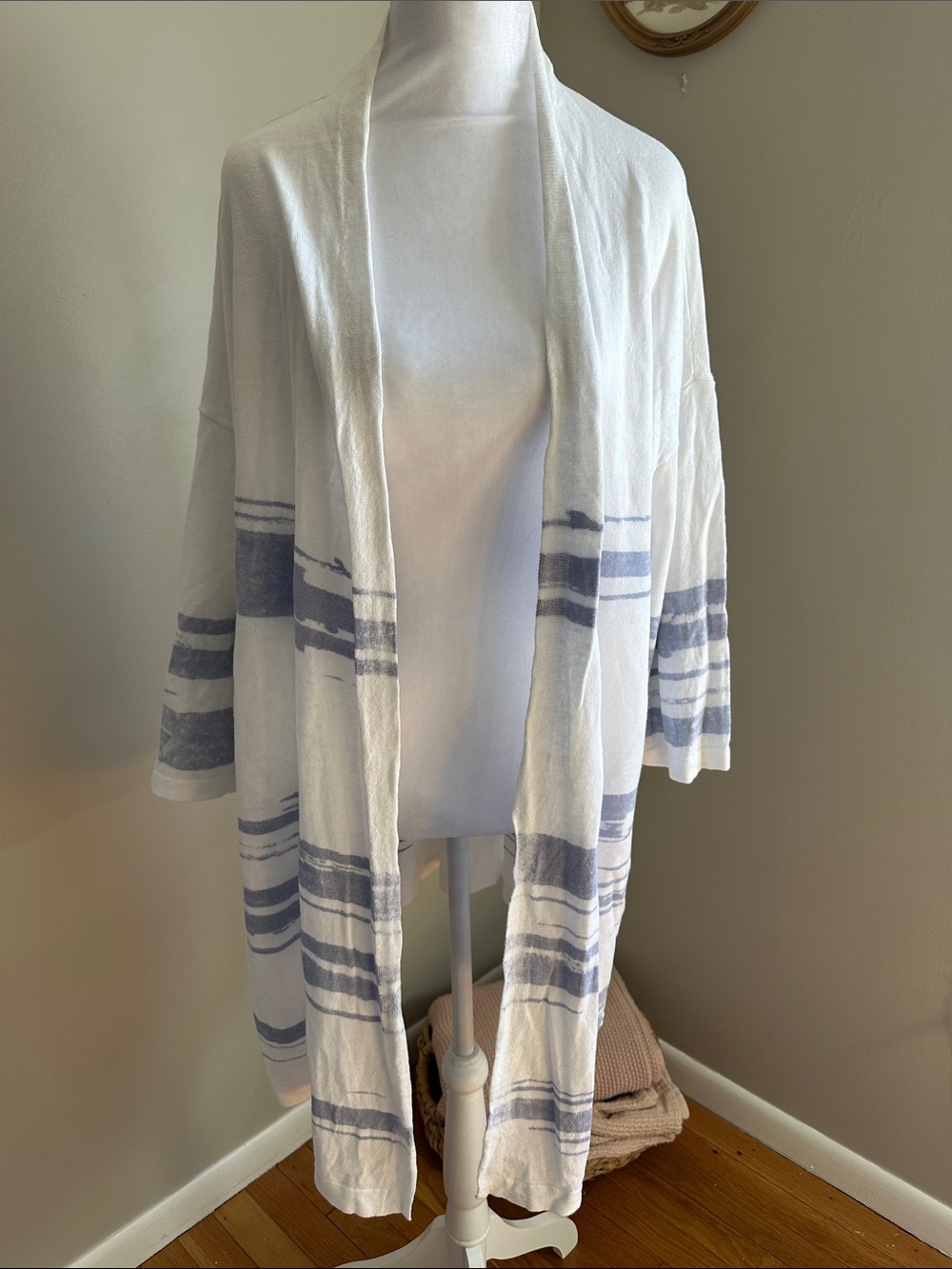 J. Jill Cotton/Linen Blend Open Front Cardigan, Sz L Petite